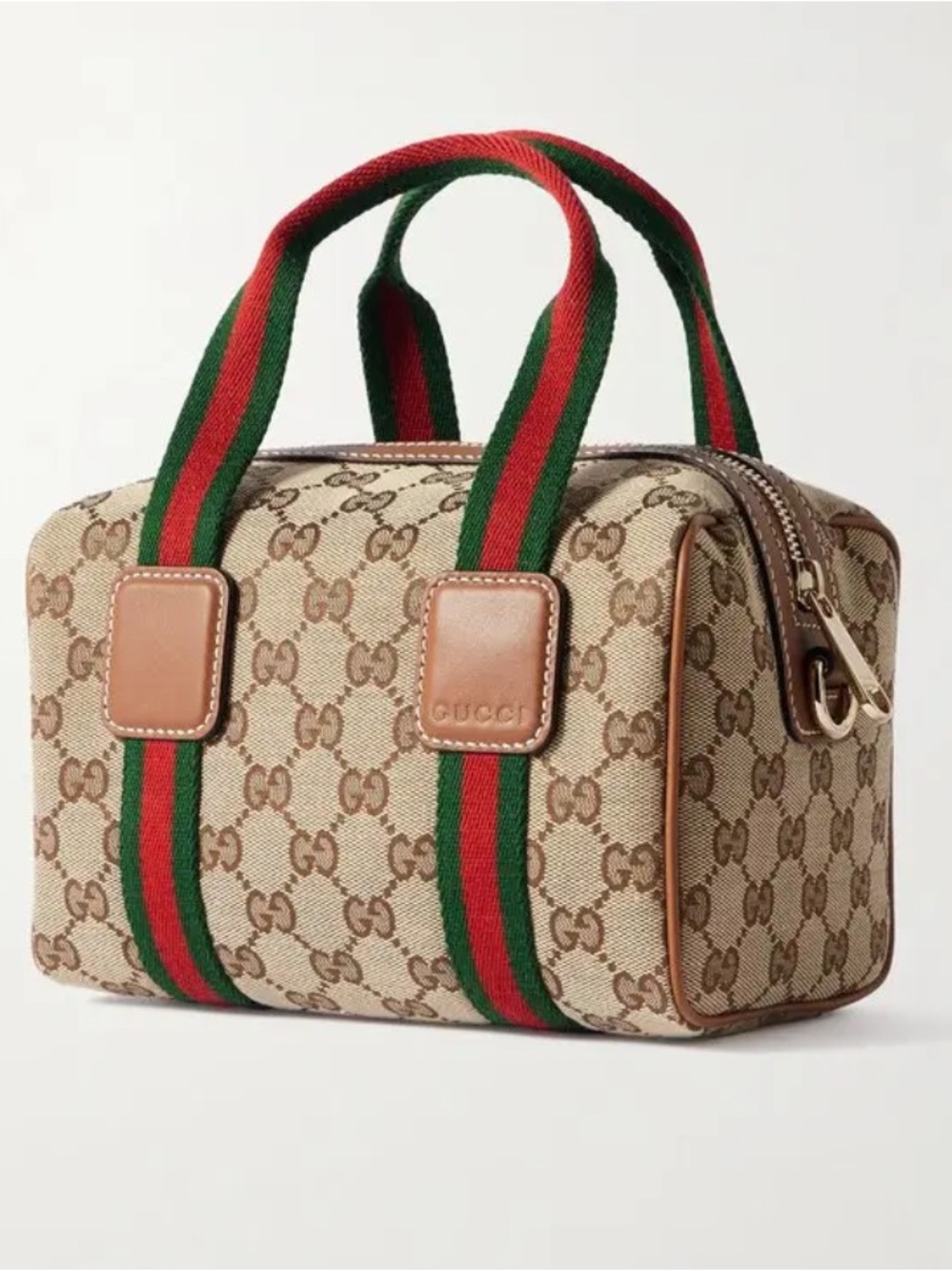 Gucci Beige GG Canvas Mini Bag with Green-Red Web and Tan Leather - Picture 3 of 5